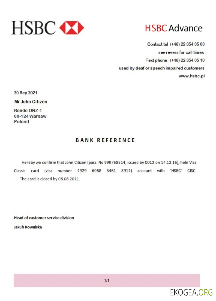 Référence Pologne , HSBC Advance , closure